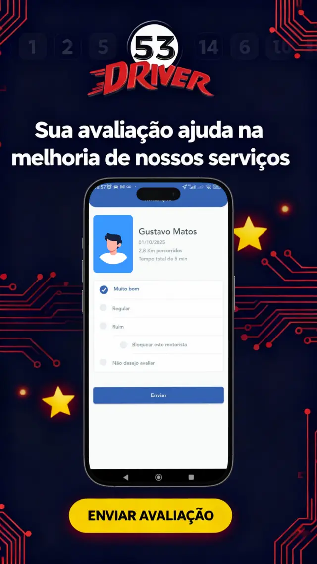 Tela para avaliar o serviço